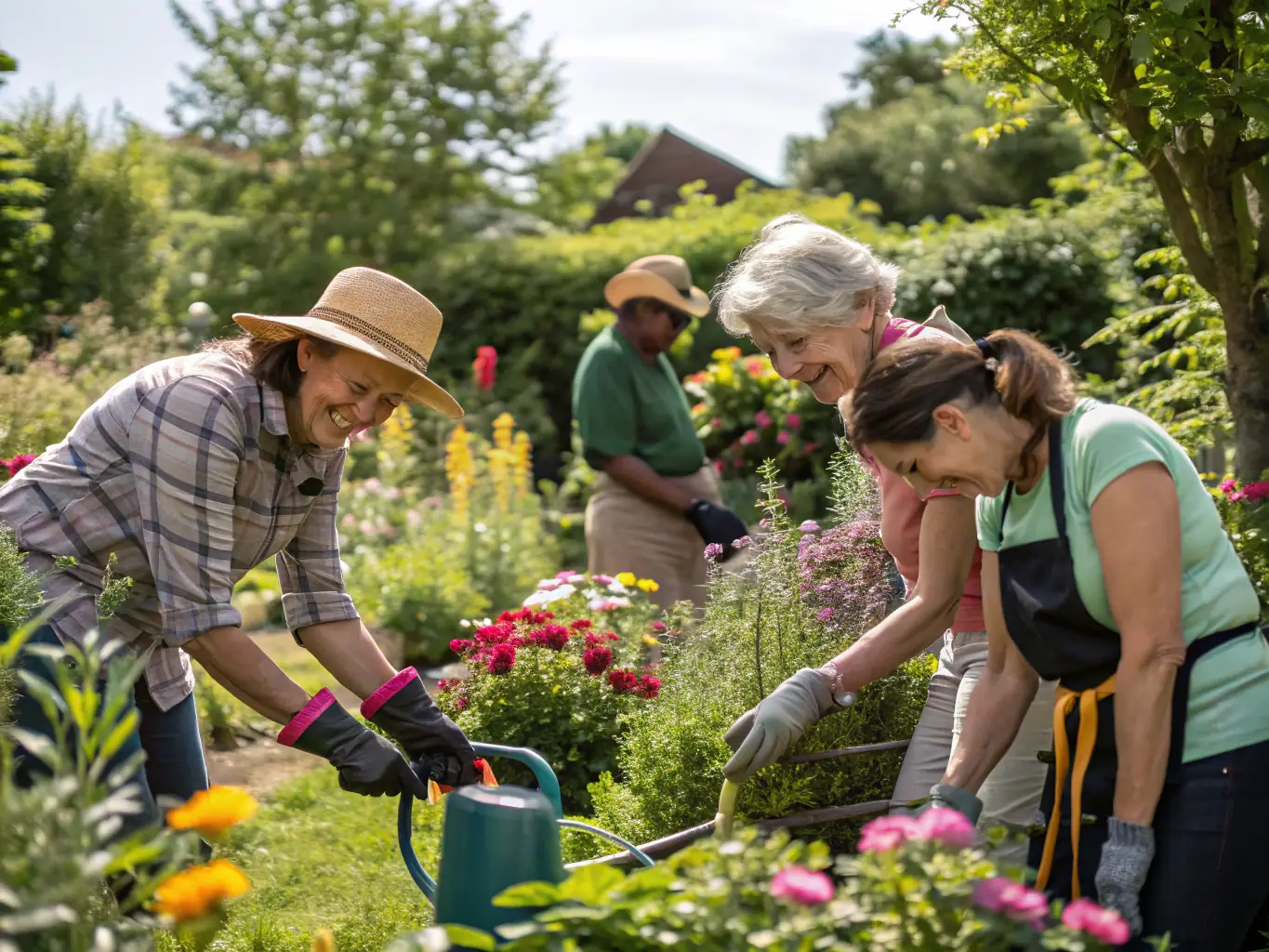 A picture of a community reintegration program in action, showing participants engaging in a social activity or vocational training. The image highlights the practical skills and social connections gained through the program.