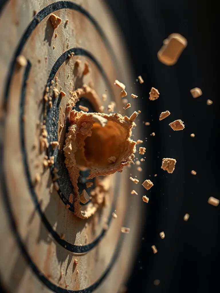 A close-up shot of a clay target shattering mid-air, symbolizing the precision and skill developed at the BALL TRAP CLUB CRITOURIEN.