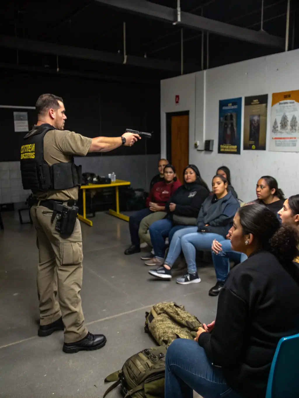 A clear image of a safety briefing being conducted before a shooting session, emphasizing the club's commitment to safe sports practice.
